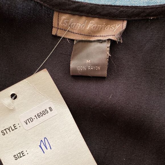 Island Fantasy black sleeveless floral pattern midi dress size M - Picture 5 of 8